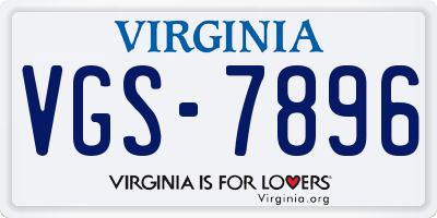 VA license plate VGS7896