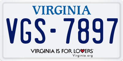 VA license plate VGS7897