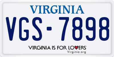 VA license plate VGS7898