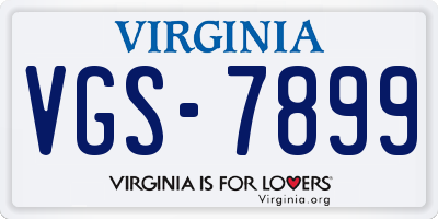 VA license plate VGS7899