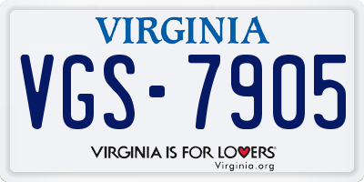 VA license plate VGS7905