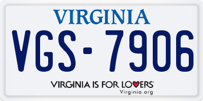 VA license plate VGS7906