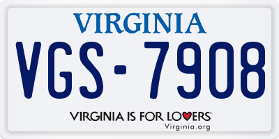 VA license plate VGS7908