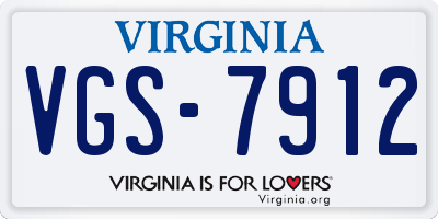 VA license plate VGS7912