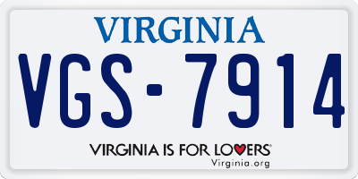 VA license plate VGS7914