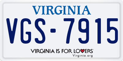 VA license plate VGS7915