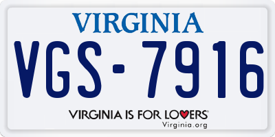 VA license plate VGS7916