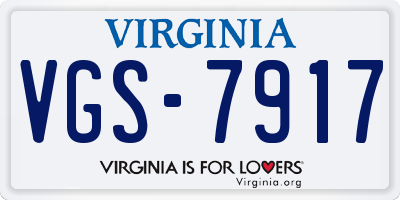 VA license plate VGS7917