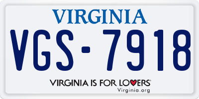 VA license plate VGS7918