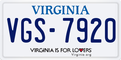 VA license plate VGS7920