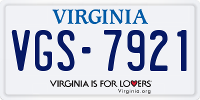 VA license plate VGS7921