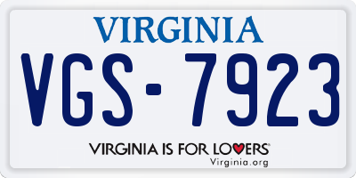 VA license plate VGS7923