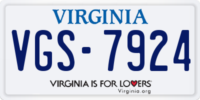 VA license plate VGS7924