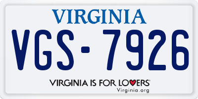 VA license plate VGS7926