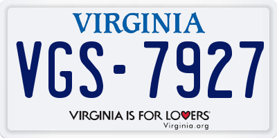 VA license plate VGS7927