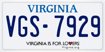 VA license plate VGS7929