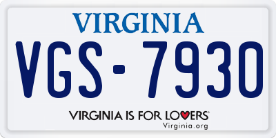 VA license plate VGS7930
