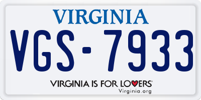 VA license plate VGS7933