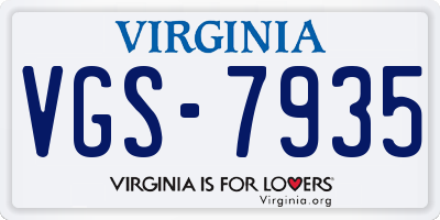 VA license plate VGS7935