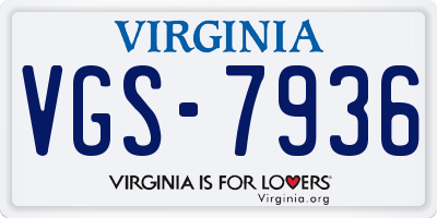 VA license plate VGS7936