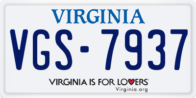 VA license plate VGS7937