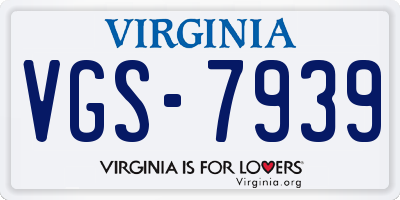 VA license plate VGS7939