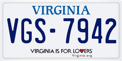 VA license plate VGS7942
