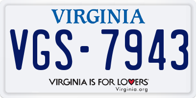 VA license plate VGS7943
