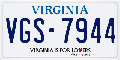 VA license plate VGS7944