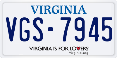 VA license plate VGS7945