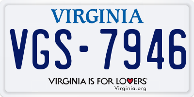 VA license plate VGS7946