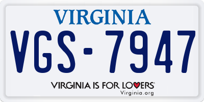 VA license plate VGS7947