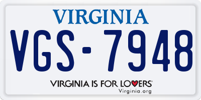 VA license plate VGS7948