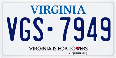 VA license plate VGS7949