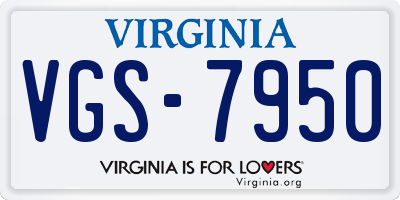 VA license plate VGS7950