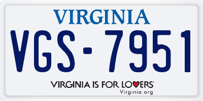 VA license plate VGS7951