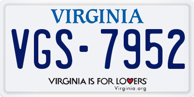 VA license plate VGS7952