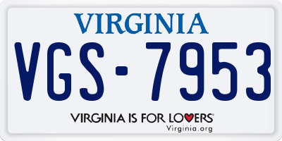 VA license plate VGS7953