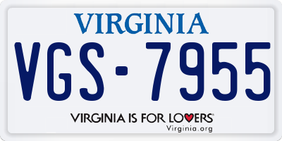 VA license plate VGS7955