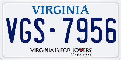 VA license plate VGS7956