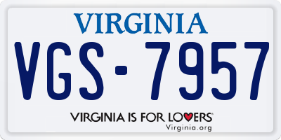 VA license plate VGS7957