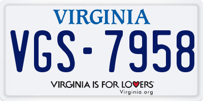 VA license plate VGS7958