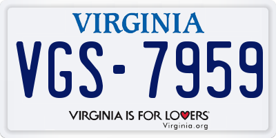 VA license plate VGS7959