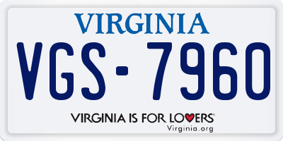 VA license plate VGS7960