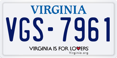 VA license plate VGS7961