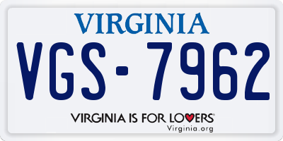 VA license plate VGS7962