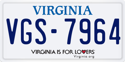 VA license plate VGS7964