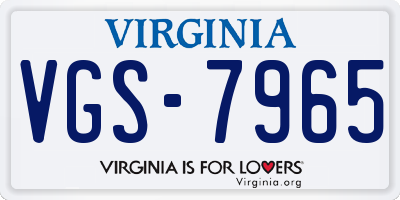 VA license plate VGS7965