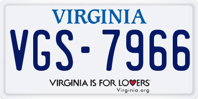 VA license plate VGS7966