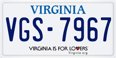 VA license plate VGS7967